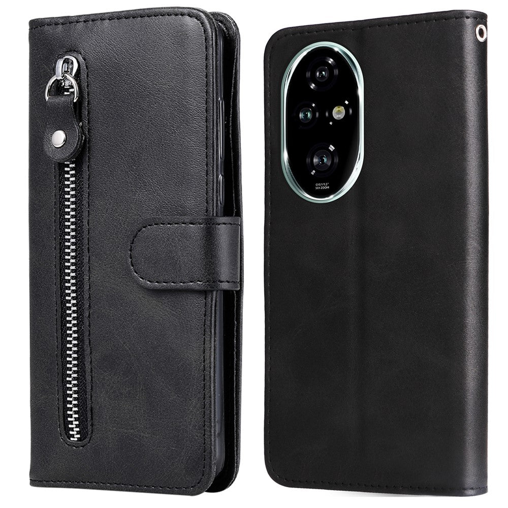For Honor 200 Pro 5G Case Calf Texture Zipper Pocket Leather Phone Cover