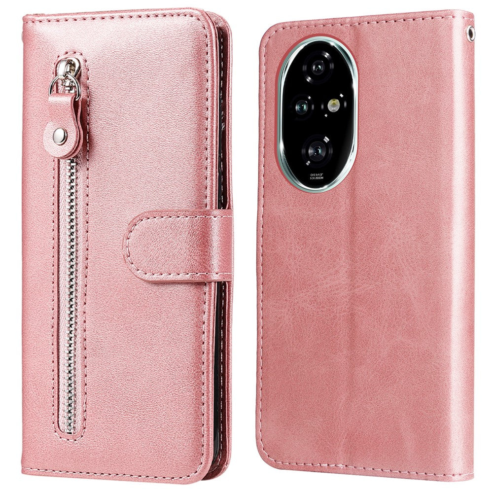 For Honor 200 Pro 5G Case Calf Texture Zipper Pocket Leather Phone Cover