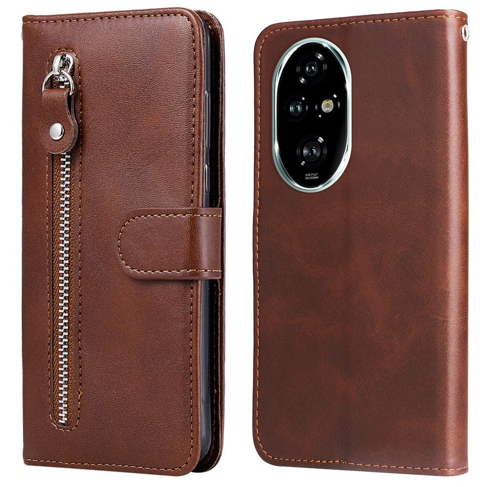 For Honor 200 Pro 5G Case Calf Texture Zipper Pocket Leather Phone Cover