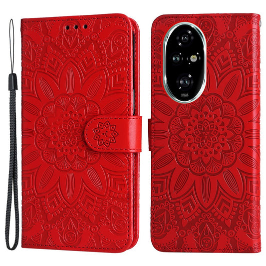 Honor 200 Pro 5G Handyhülle – PU-Leder Brieftasche Sonnenblumenmuster