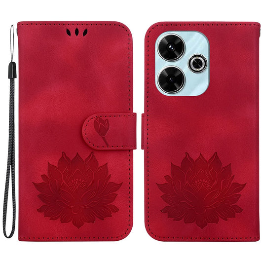 For Xiaomi Redmi 13 5G / 13 4G / Poco M6 4G Phone Case Lotus Imprint Leather Flip Wallet Cover