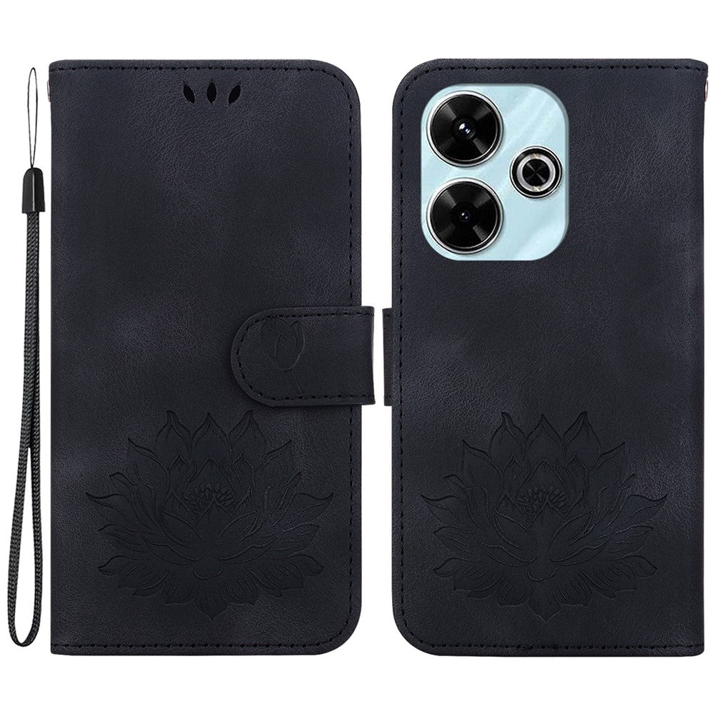 For Xiaomi Redmi 13 5G / 13 4G / Poco M6 4G Phone Case Lotus Imprint Leather Flip Wallet Cover