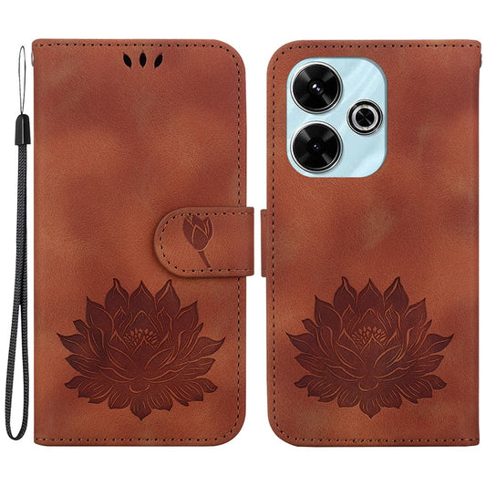 For Xiaomi Redmi 13 5G / 13 4G / Poco M6 4G Phone Case Lotus Imprint Leather Flip Wallet Cover