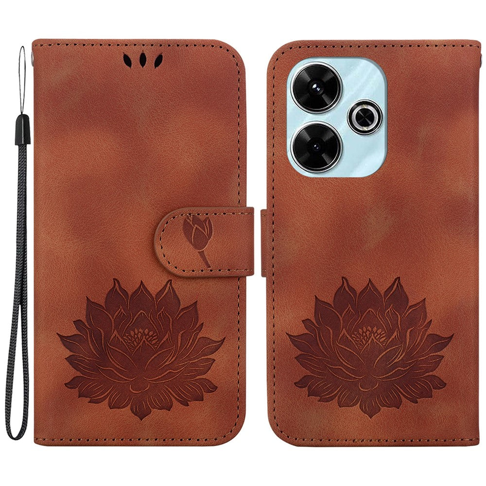 For Xiaomi Redmi 13 5G / 13 4G / Poco M6 4G Phone Case Lotus Imprint Leather Flip Wallet Cover
