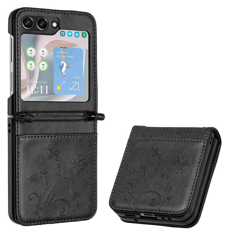 For Samsung Galaxy Z Flip7 FE 5G / Z Flip6 5G Case Butterfly Flower Imprinted Leather Phone Cover