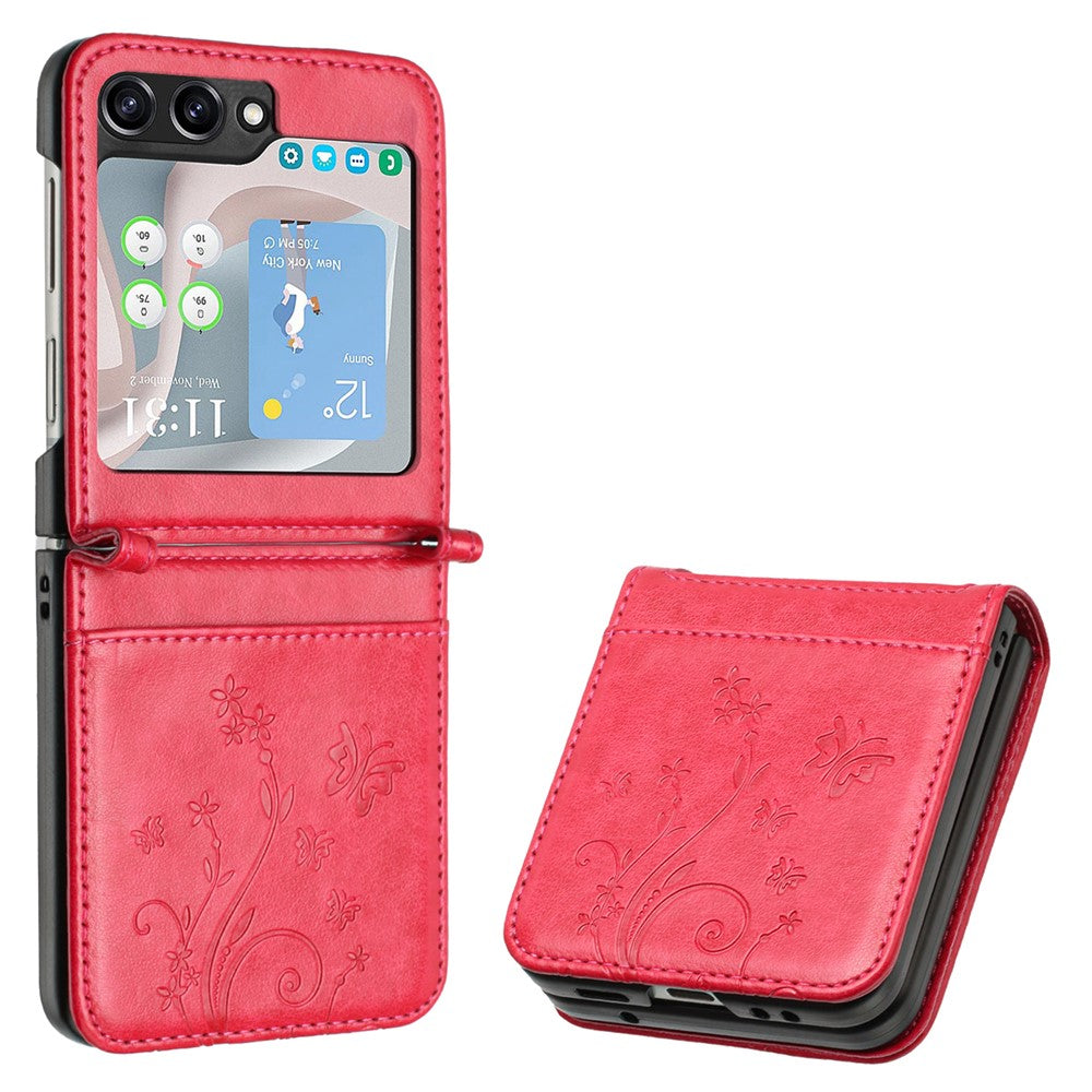 For Samsung Galaxy Z Flip7 FE 5G / Z Flip6 5G Case Butterfly Flower Imprinted Leather Phone Cover