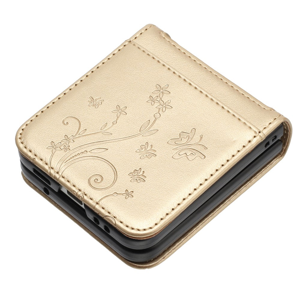 For Samsung Galaxy Z Flip7 FE 5G / Z Flip6 5G Case Butterfly Flower Imprinted Leather Phone Cover