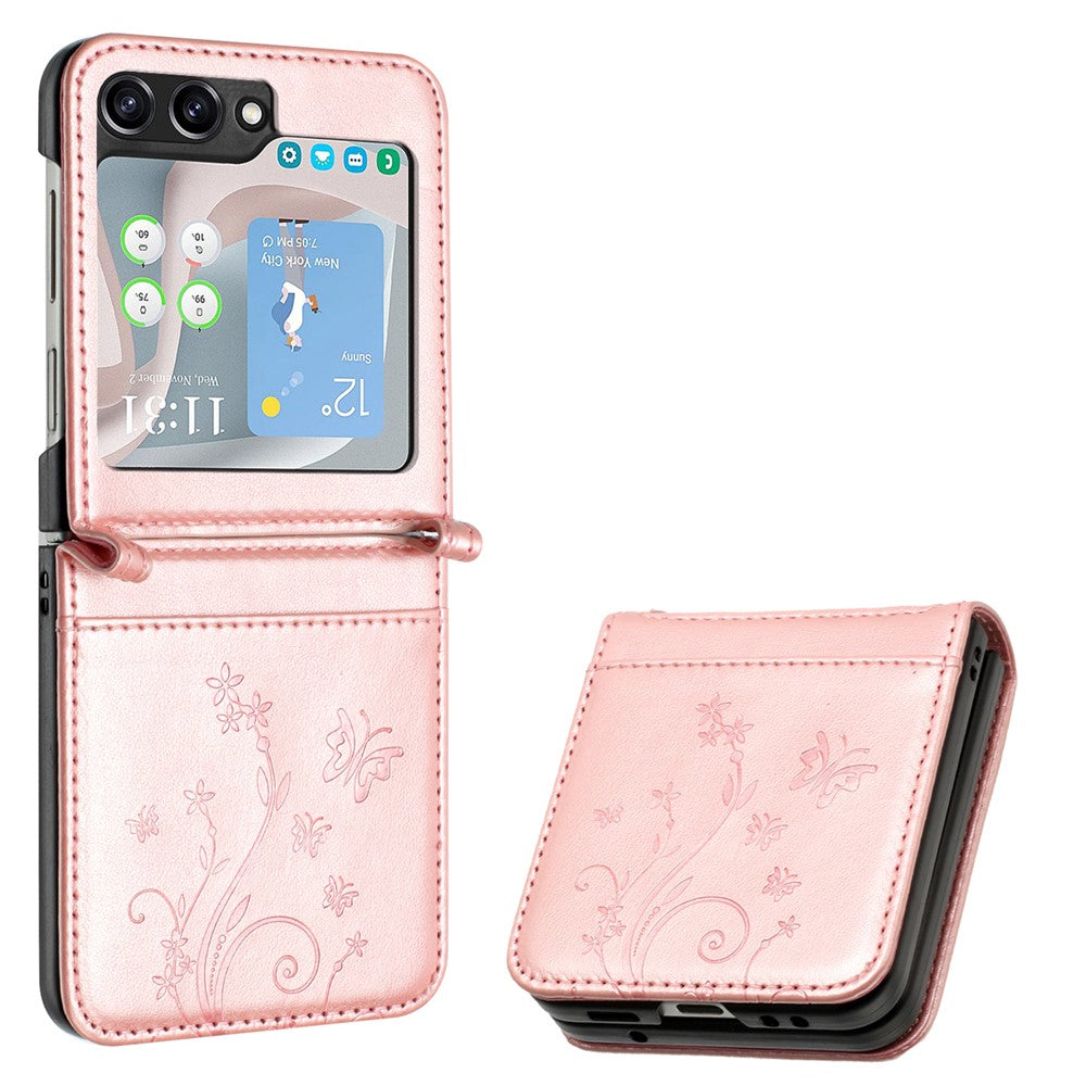 For Samsung Galaxy Z Flip7 FE 5G / Z Flip6 5G Case Butterfly Flower Imprinted Leather Phone Cover