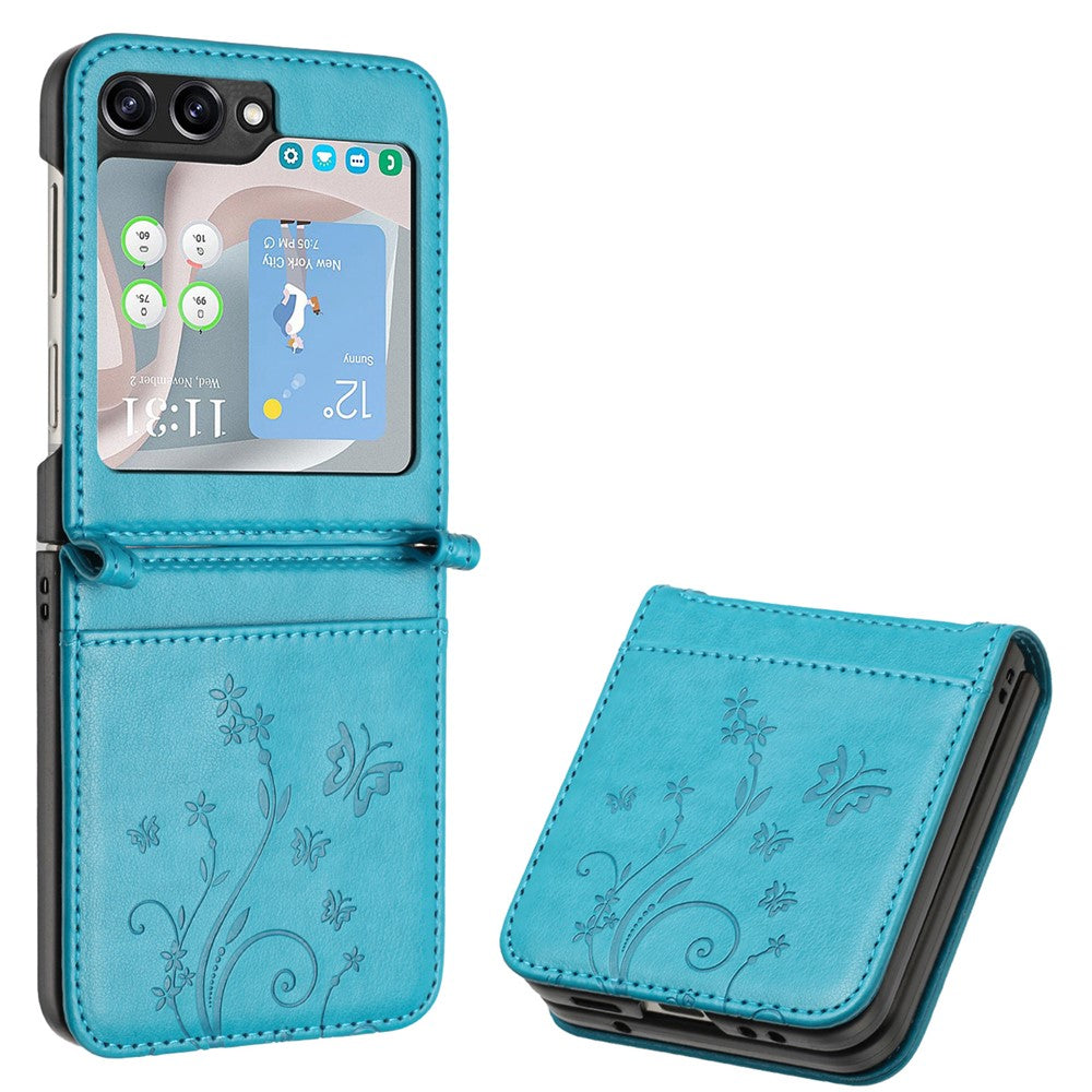 For Samsung Galaxy Z Flip7 FE 5G / Z Flip6 5G Case Butterfly Flower Imprinted Leather Phone Cover