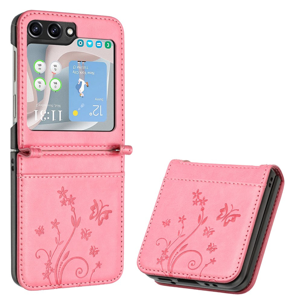For Samsung Galaxy Z Flip7 FE 5G / Z Flip6 5G Case Butterfly Flower Imprinted Leather Phone Cover