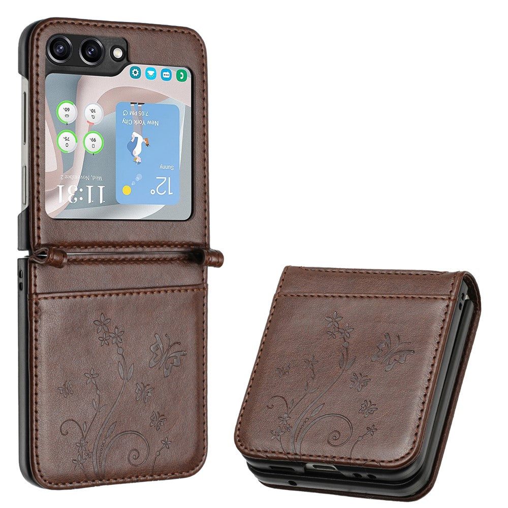 For Samsung Galaxy Z Flip7 FE 5G / Z Flip6 5G Case Butterfly Flower Imprinted Leather Phone Cover