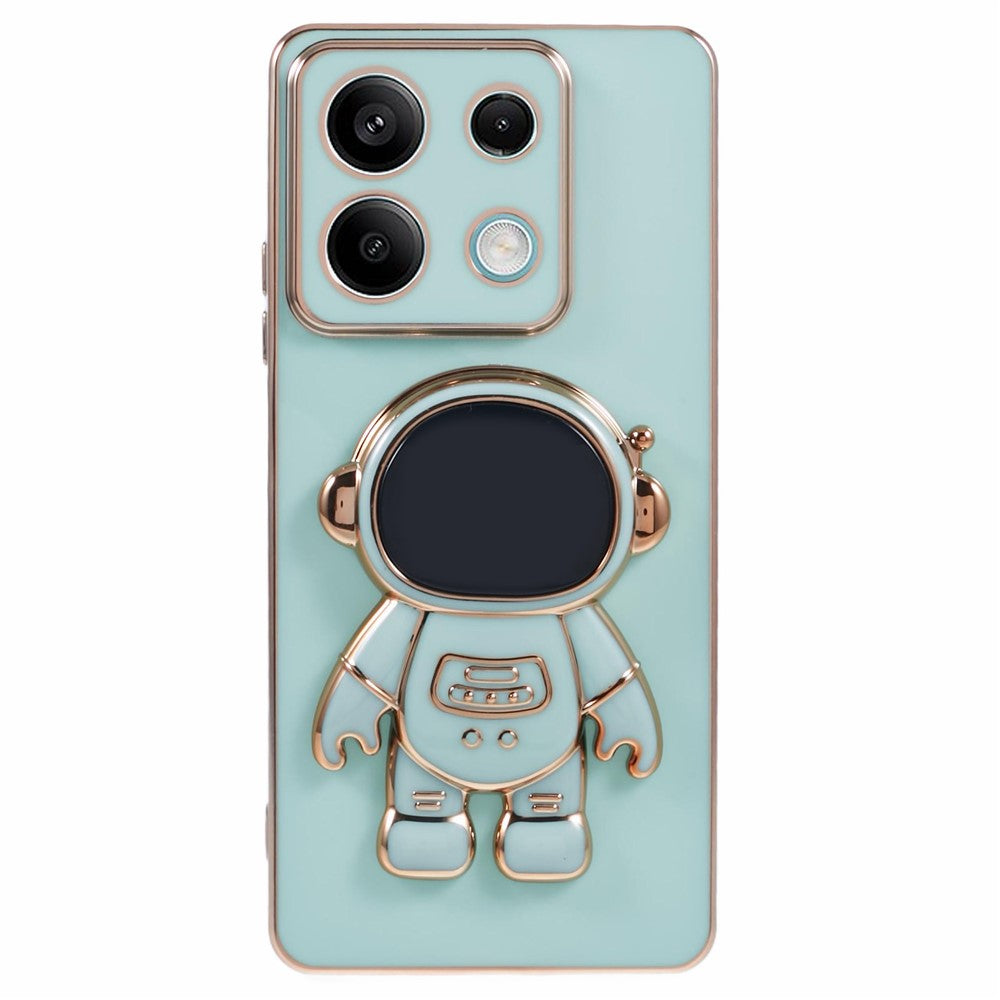 For Xiaomi Redmi Note 13 5G / Note 13R Pro 5G Case Electroplating TPU Phone Cover with Astronaut Folding Bracket