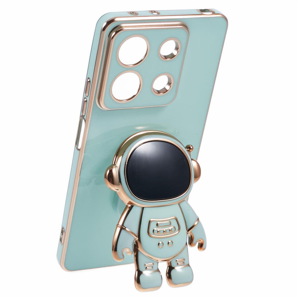 For Xiaomi Redmi Note 13 5G / Note 13R Pro 5G Case Electroplating TPU Phone Cover with Astronaut Folding Bracket