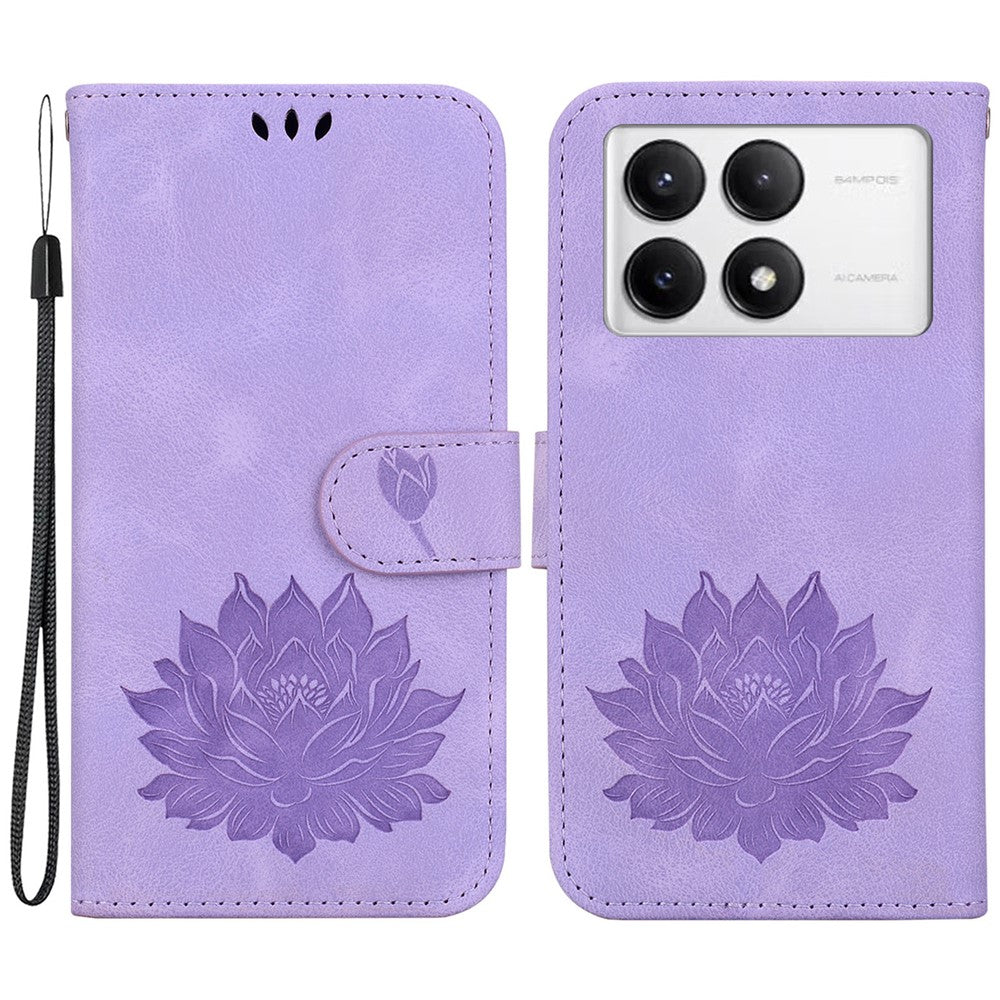 For Xiaomi Poco F6 Pro 5G / Redmi K70 5G / K70 Pro 5G Wallet Phone Case Lotus Imprint Leather Cover