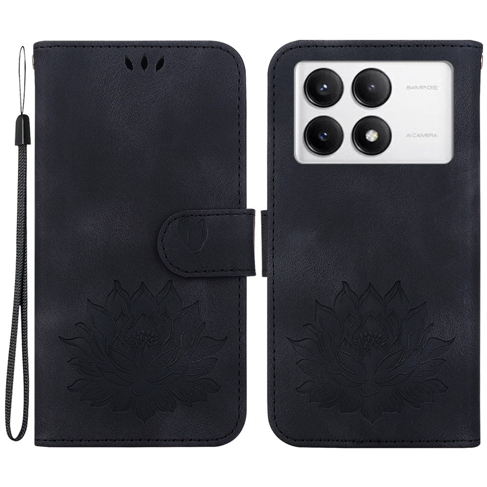 For Xiaomi Poco F6 Pro 5G / Redmi K70 5G / K70 Pro 5G Wallet Phone Case Lotus Imprint Leather Cover