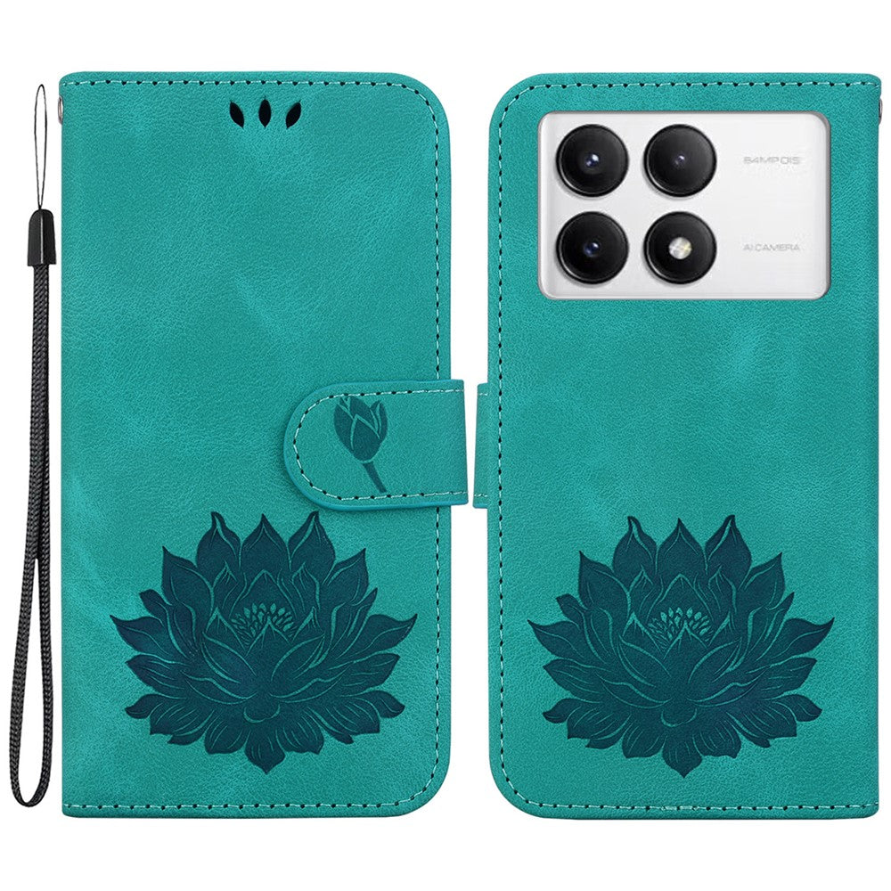 For Xiaomi Poco F6 Pro 5G / Redmi K70 5G / K70 Pro 5G Wallet Phone Case Lotus Imprint Leather Cover