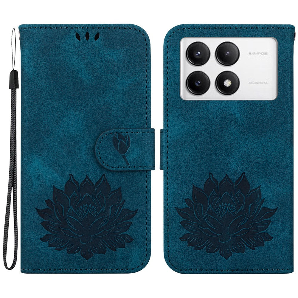For Xiaomi Poco F6 Pro 5G / Redmi K70 5G / K70 Pro 5G Wallet Phone Case Lotus Imprint Leather Cover