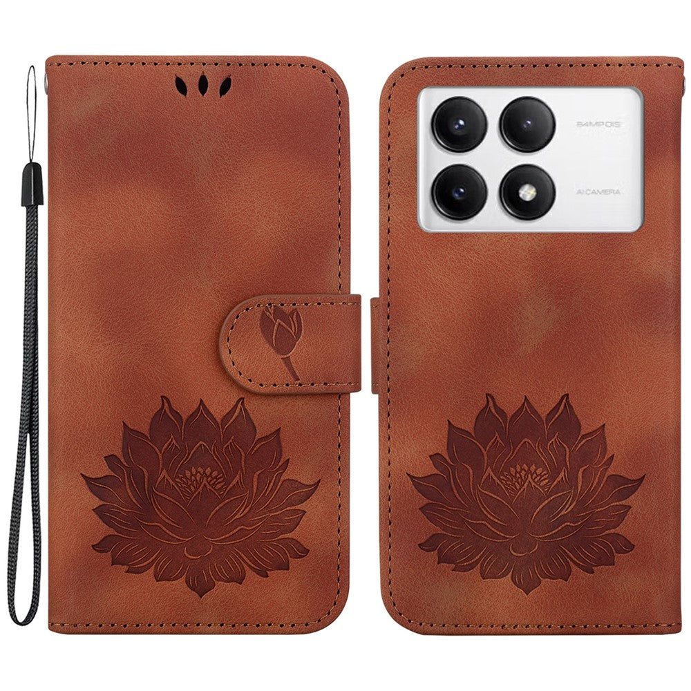 For Xiaomi Poco F6 Pro 5G / Redmi K70 5G / K70 Pro 5G Wallet Phone Case Lotus Imprint Leather Cover