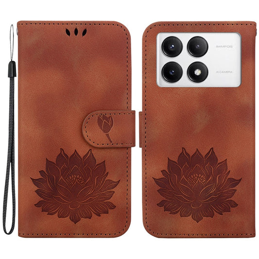 For Xiaomi Poco F6 Pro 5G / Redmi K70 5G / K70 Pro 5G Wallet Phone Case Lotus Imprint Leather Cover