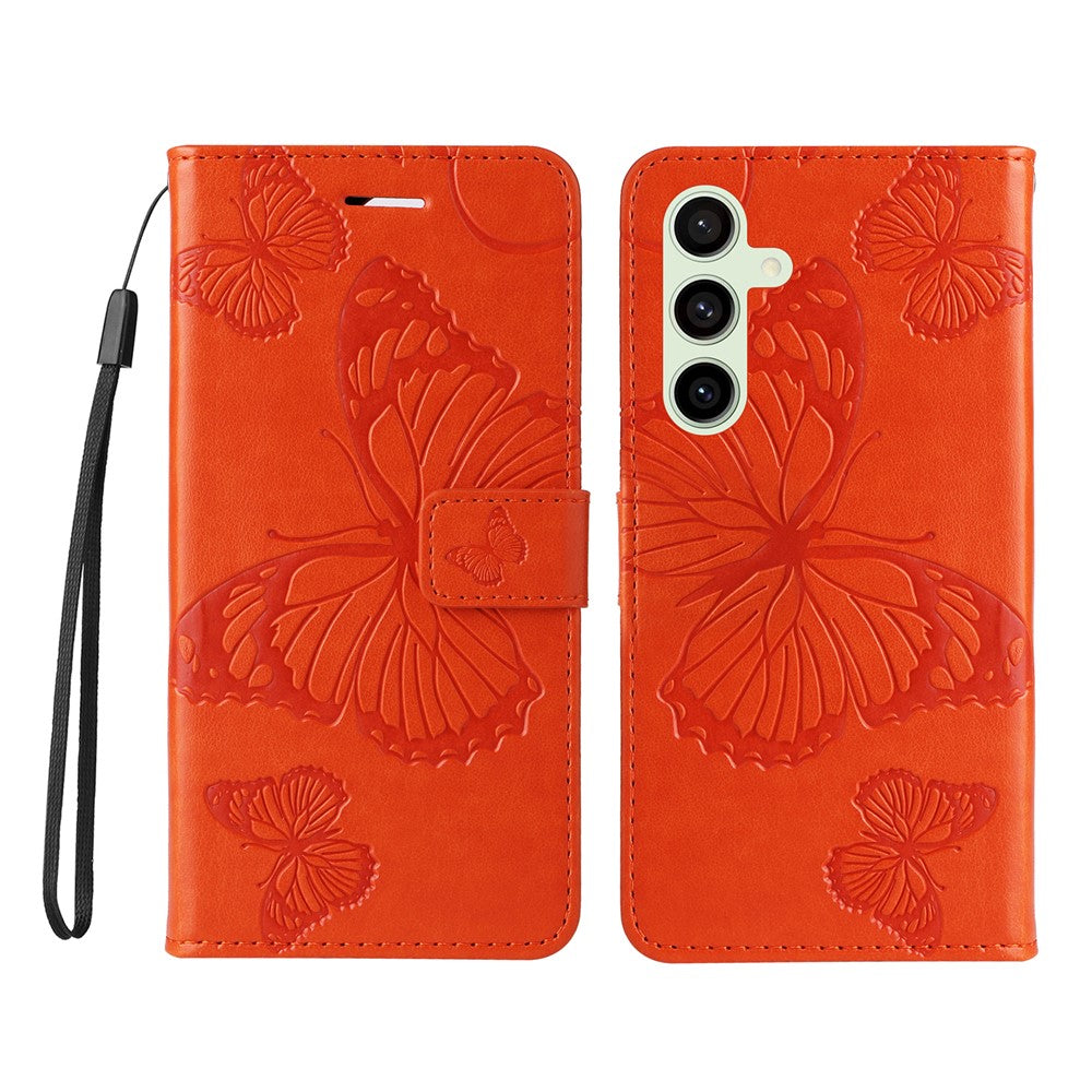 Galaxy S24 FE Wallet-Hülle – Schmetterling Aufgedruckt & Mit Ständer und Riemen