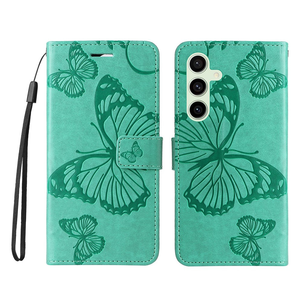 Galaxy S24 FE Wallet-Hülle – Schmetterling Aufgedruckt & Mit Ständer und Riemen