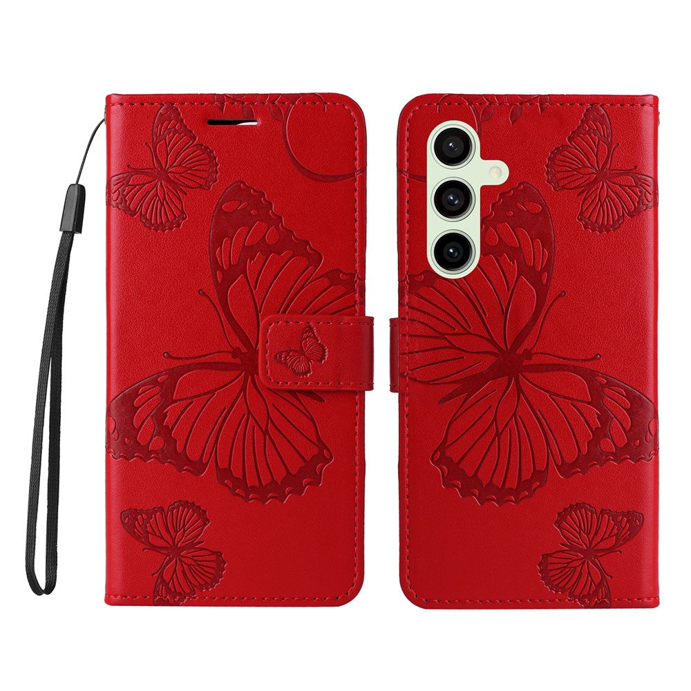 Galaxy S24 FE Wallet-Hülle – Schmetterling Aufgedruckt & Mit Ständer und Riemen