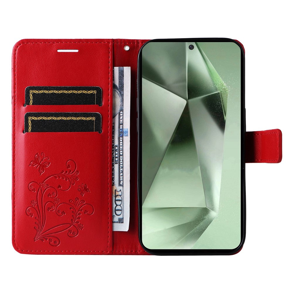 Galaxy S24 FE Wallet-Hülle – Schmetterling Aufgedruckt & Mit Ständer und Riemen