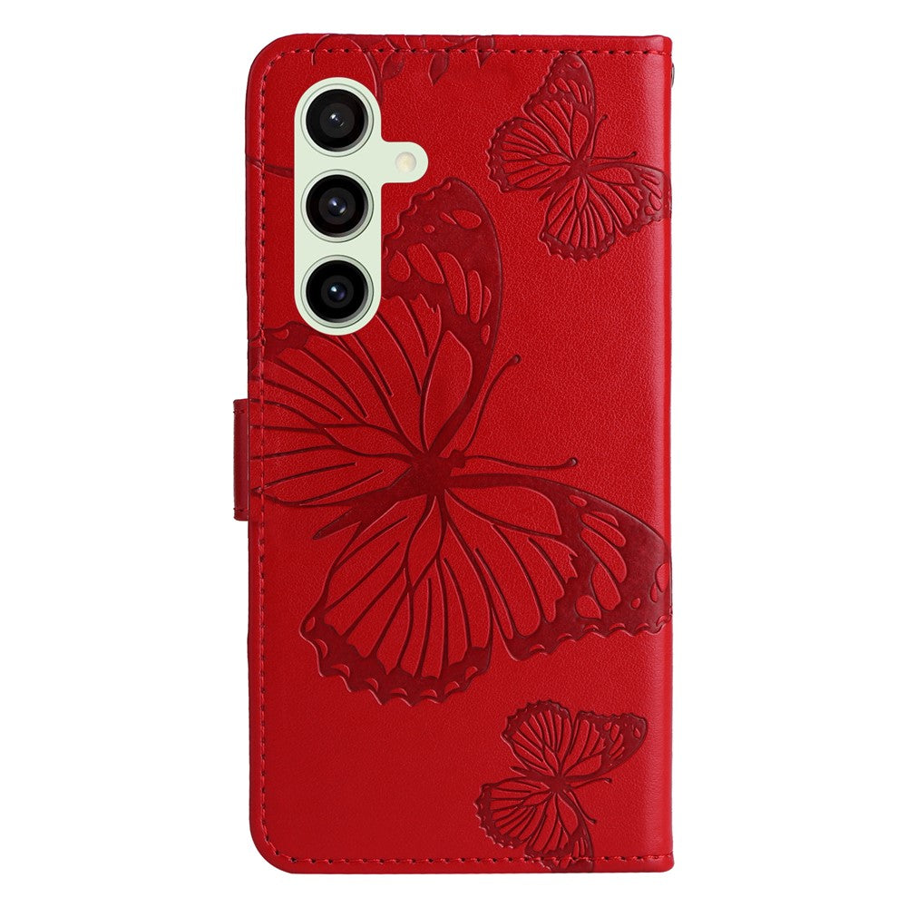 Galaxy S24 FE Wallet-Hülle – Schmetterling Aufgedruckt & Mit Ständer und Riemen