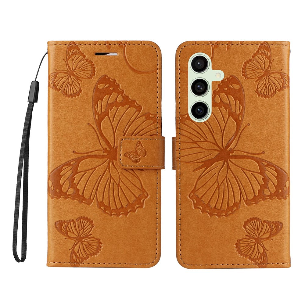 Galaxy S24 FE Wallet-Hülle – Schmetterling Aufgedruckt & Mit Ständer und Riemen
