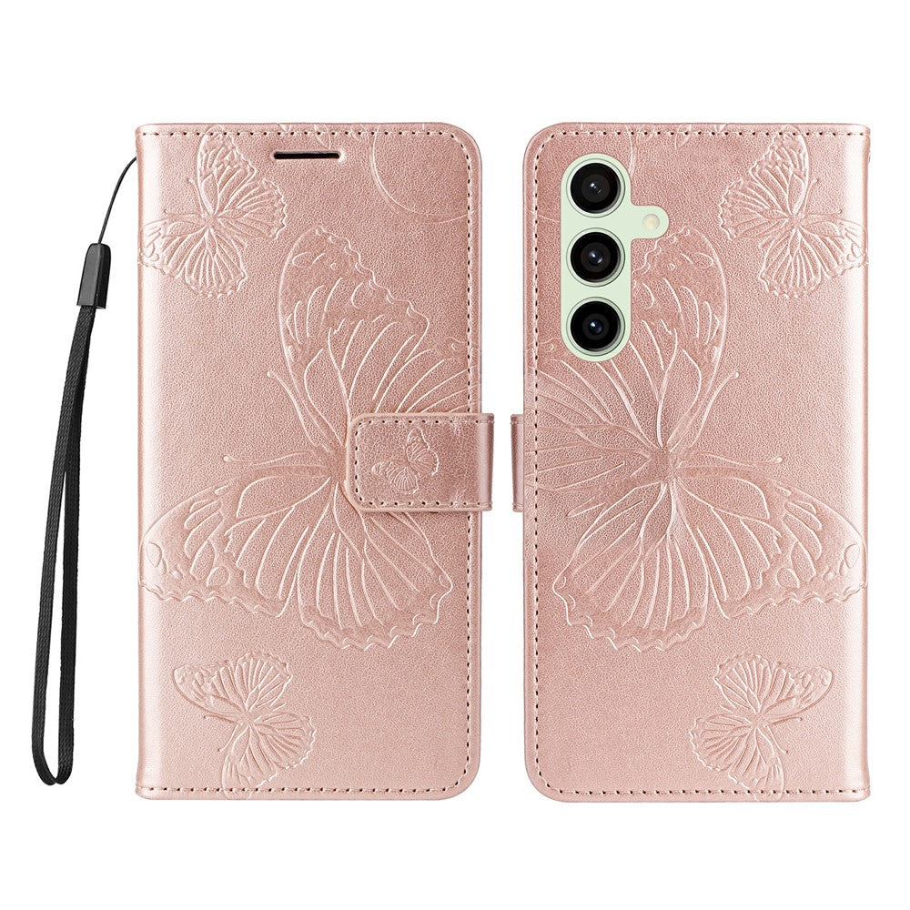 Galaxy S24 FE Wallet-Hülle – Schmetterling Aufgedruckt & Mit Ständer und Riemen