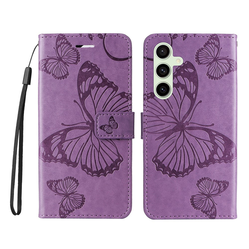 Galaxy S24 FE Wallet-Hülle – Schmetterling Aufgedruckt & Mit Ständer und Riemen