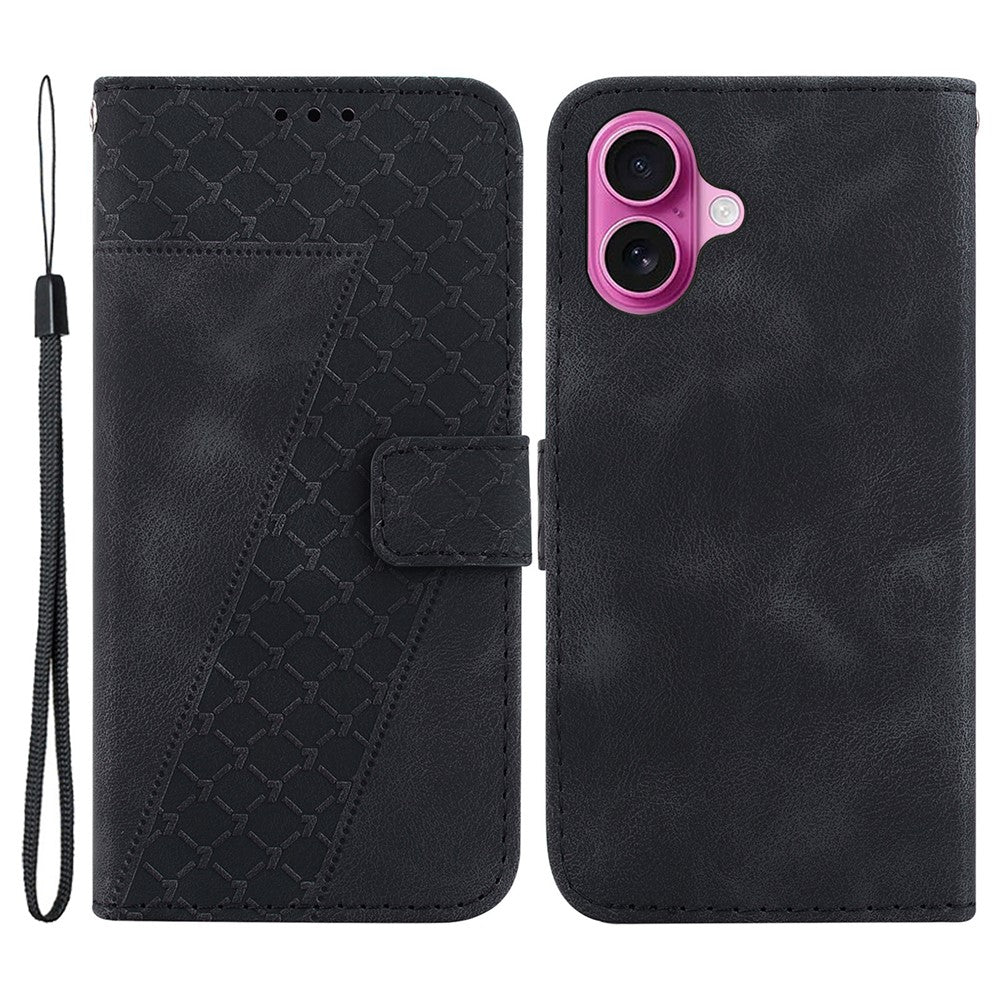 iPhone 16 Plus Leder-Wallet-Hülle – Mit Prägung & Ständer