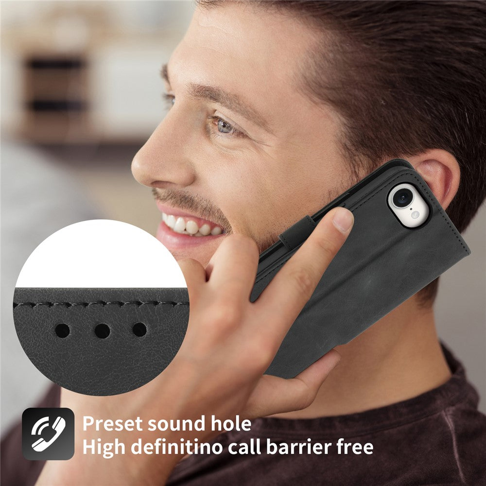 For iPhone 17e / 16e Leather Case Multiple Card Slots Phone Cover with 2 Straps