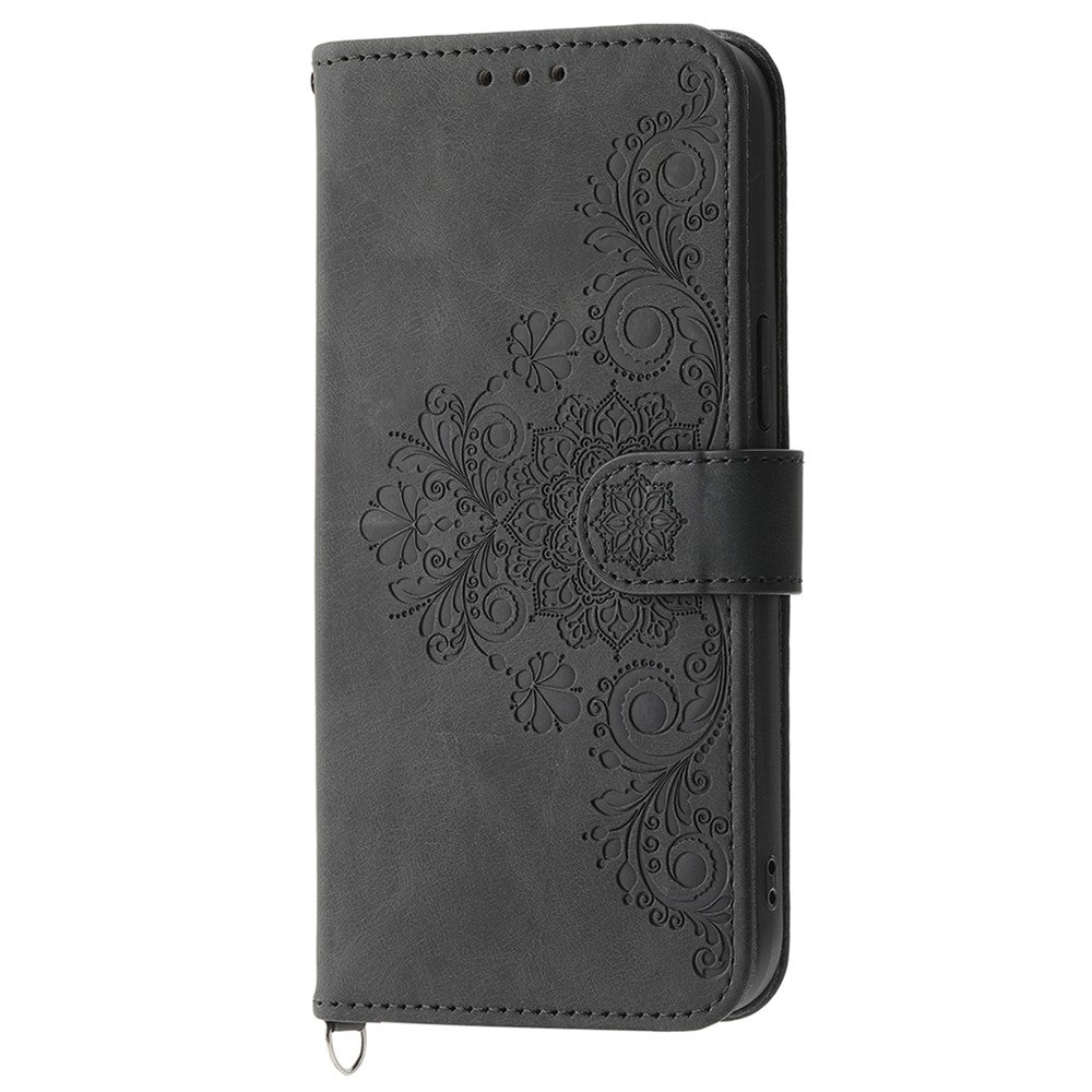 For iPhone 17e / 16e Leather Case Multiple Card Slots Phone Cover with 2 Straps