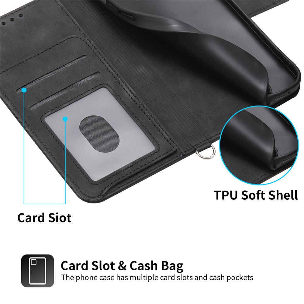For iPhone 17e / 16e Leather Case Multiple Card Slots Phone Cover with 2 Straps