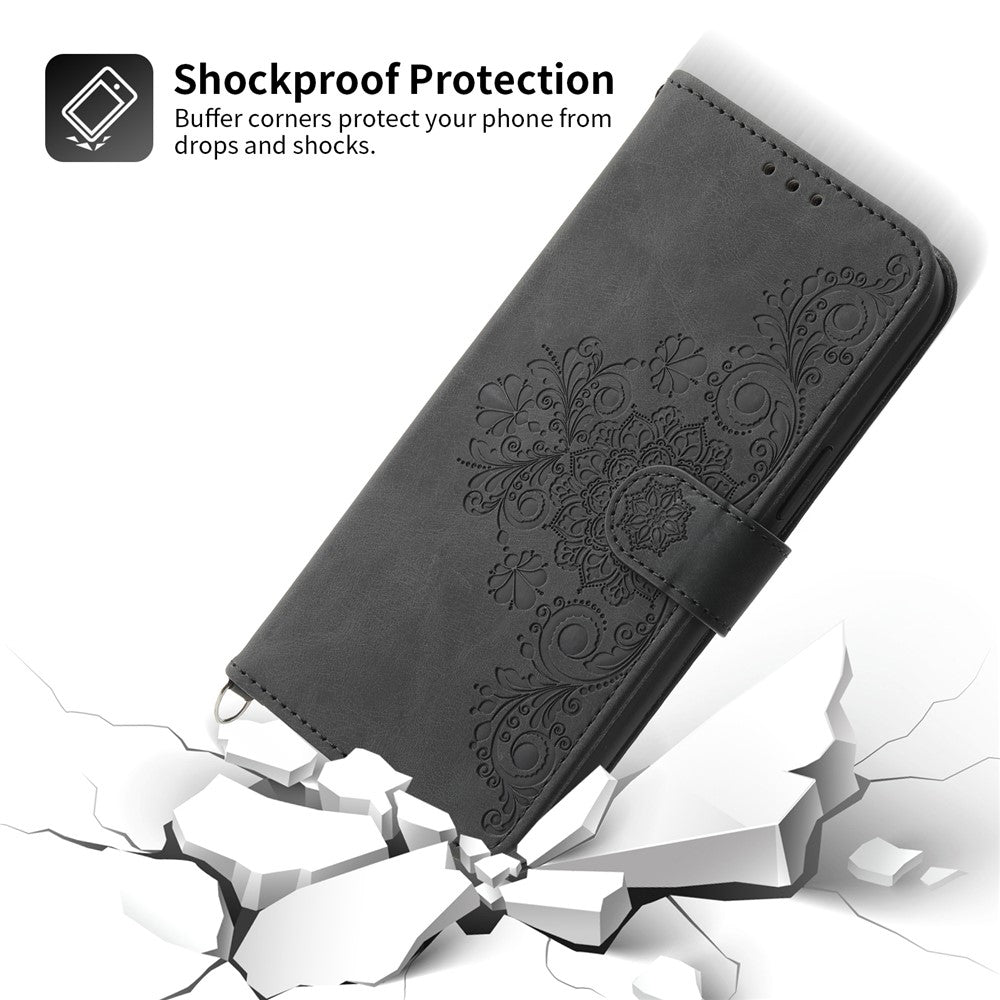 For iPhone 17e / 16e Leather Case Multiple Card Slots Phone Cover with 2 Straps