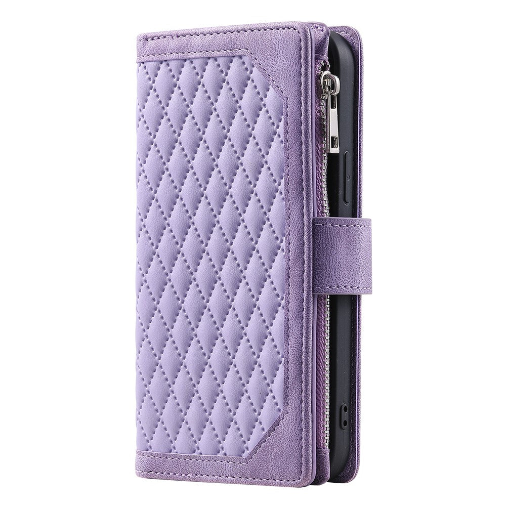 Style 005 For Xiaomi Poco C75 4G / Redmi 14R 5G / 14C 4G Zipper Wallet Case Rhombus Stitching Line PU Leather Phone Cover