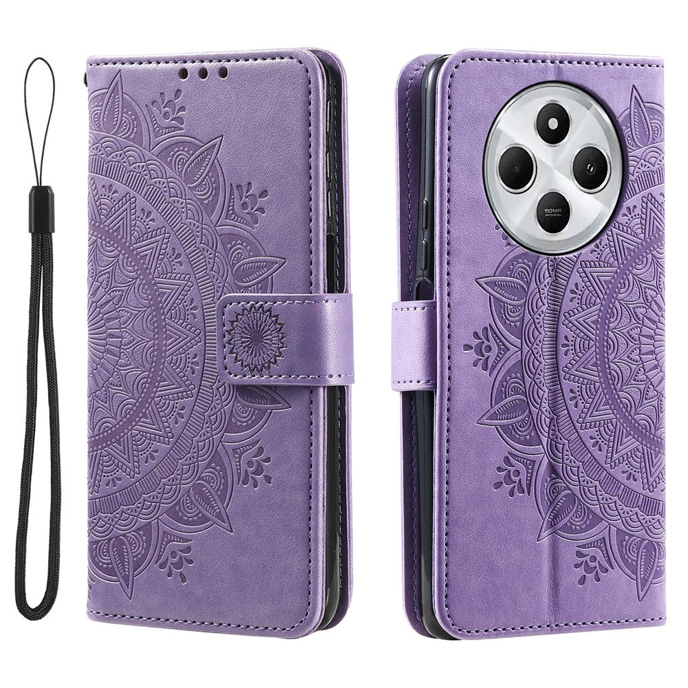 For Xiaomi Poco C75 4G / Redmi 14R 5G / 14C 4G Stand Case Imprinted Totem PU Leather Wallet Phone Cover