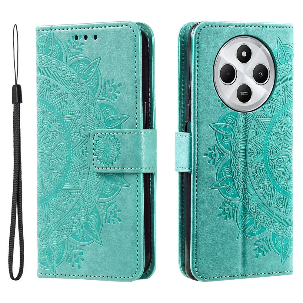 For Xiaomi Poco C75 4G / Redmi 14R 5G / 14C 4G Stand Case Imprinted Totem PU Leather Wallet Phone Cover