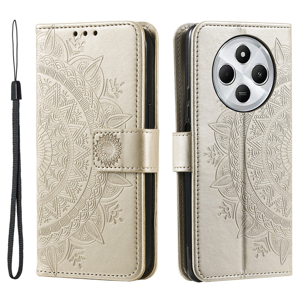 For Xiaomi Poco C75 4G / Redmi 14R 5G / 14C 4G Stand Case Imprinted Totem PU Leather Wallet Phone Cover