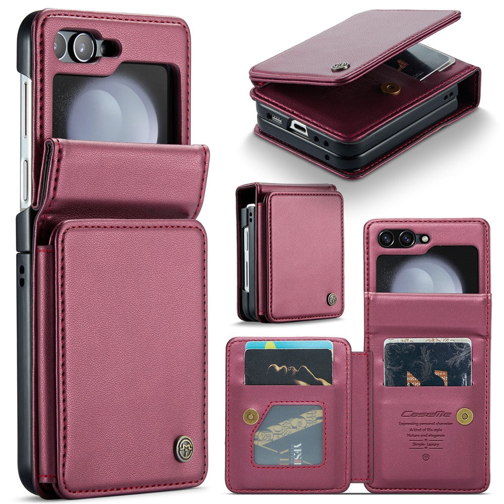 For Samsung Galaxy Z Flip7 FE 5G / Z Flip6 5G Phone Case CASEME C22 Leather Back Cover with RFID Blocking Card Slots