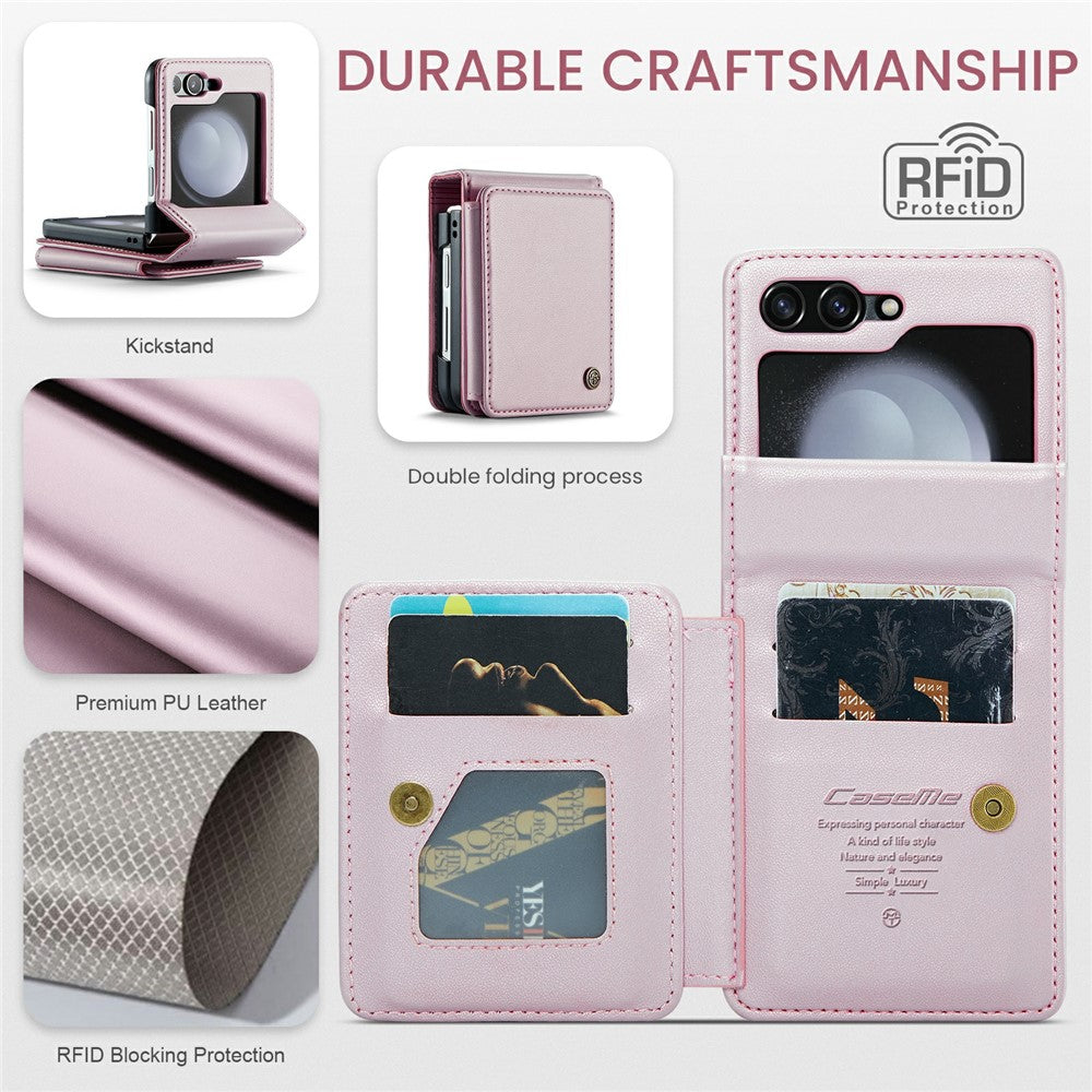 For Samsung Galaxy Z Flip7 FE 5G / Z Flip6 5G Phone Case CASEME C22 Leather Back Cover with RFID Blocking Card Slots