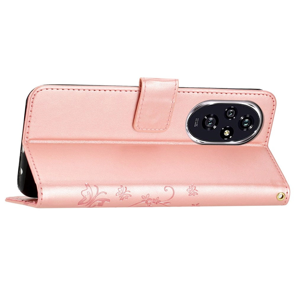 For Honor 200 5G Case Butterfly Flower Wallet PU Leather Flip Cover