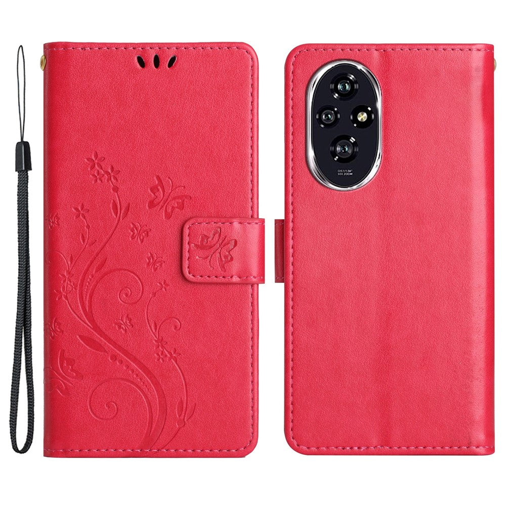 For Honor 200 5G Case Butterfly Flower Wallet PU Leather Flip Cover