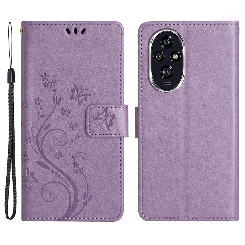 For Honor 200 5G Case Butterfly Flower Wallet PU Leather Flip Cover