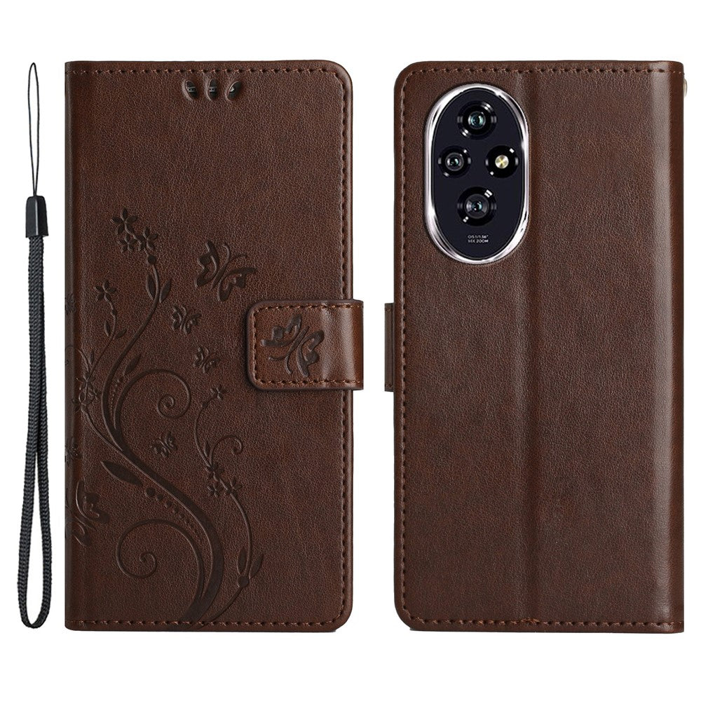For Honor 200 5G Case Butterfly Flower Wallet PU Leather Flip Cover