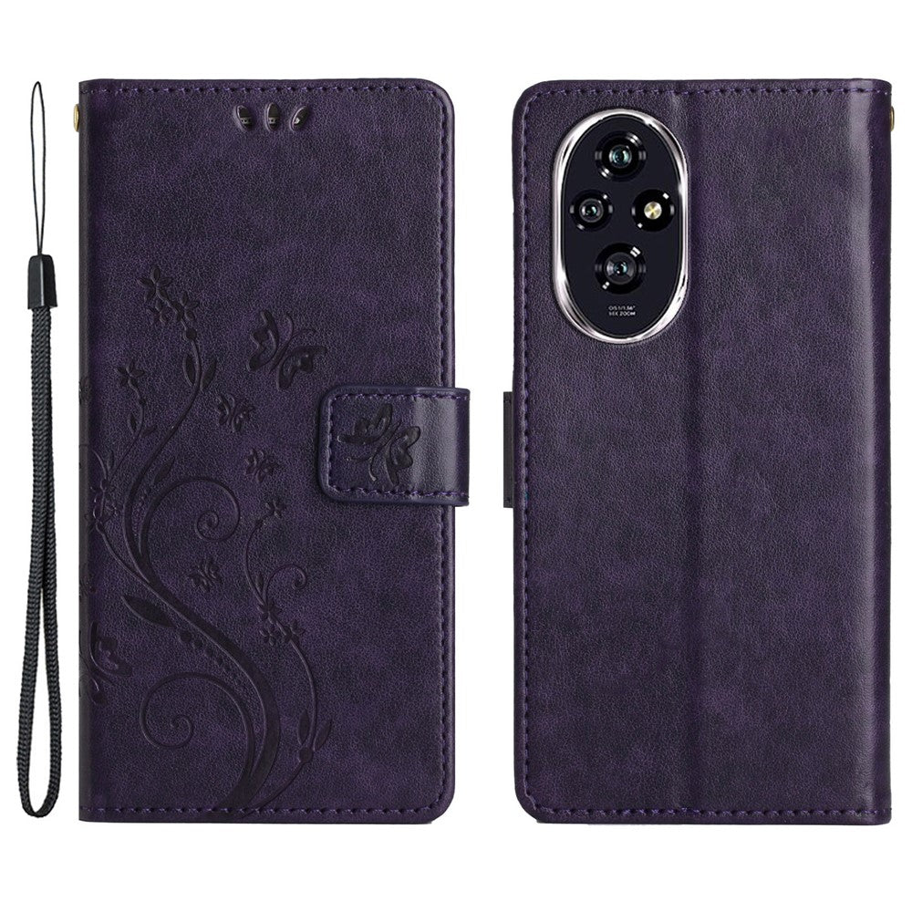 For Honor 200 Pro 5G Case Butterfly Flower Pattern Leather Phone Wallet Cover