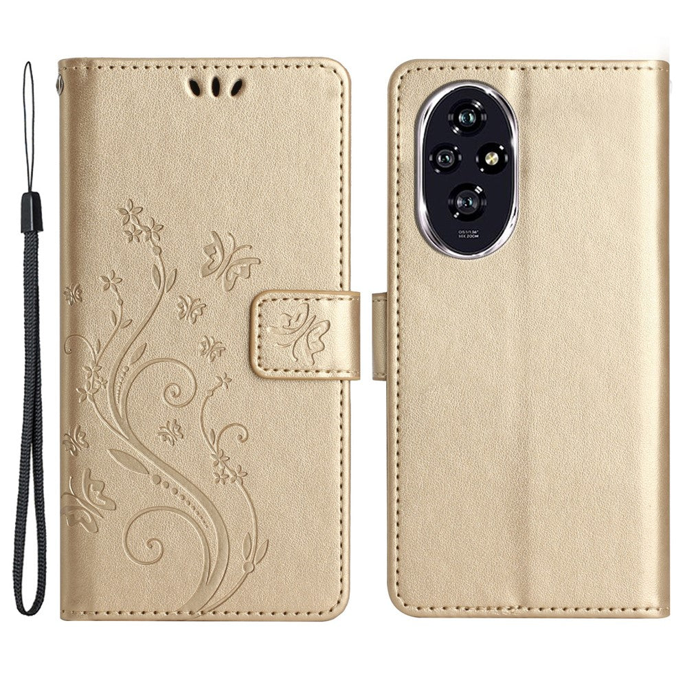 For Honor 200 Pro 5G Case Butterfly Flower Pattern Leather Phone Wallet Cover