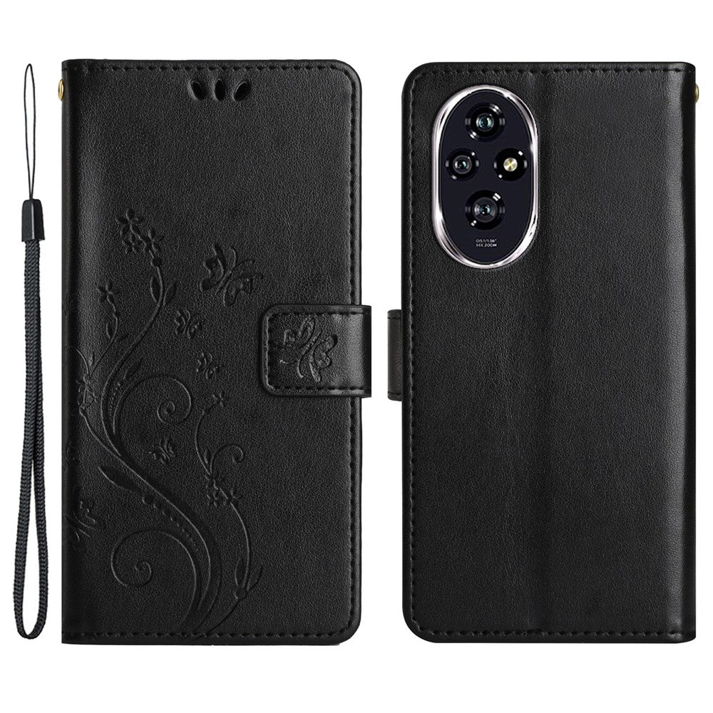 For Honor 200 Pro 5G Case Butterfly Flower Pattern Leather Phone Wallet Cover