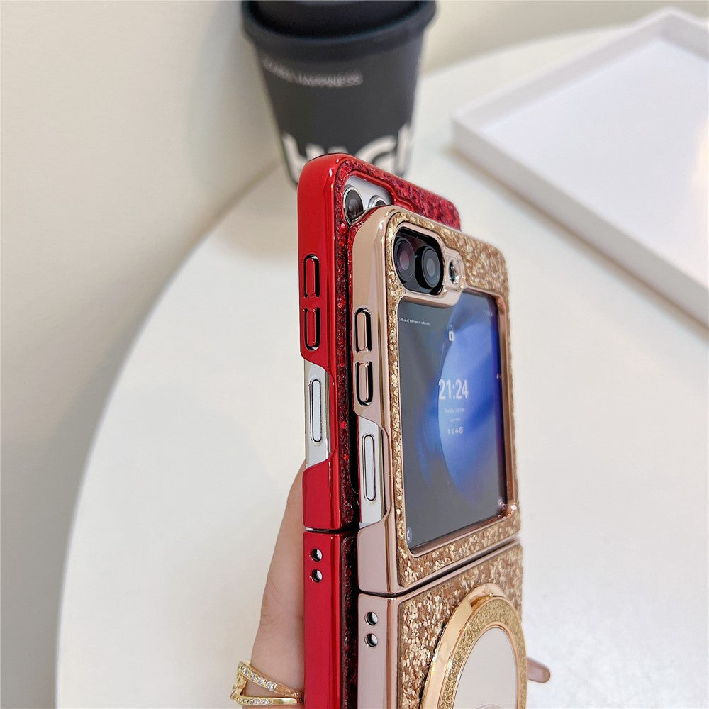 For Samsung Galaxy Z Flip7 FE 5G / Z Flip6 5G Case TPU+PC Kickstand Phone Cover with Mirror